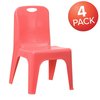 Flash Furniture Red Plastic School Chair-11"H Seat, PK4 4-YU-YCX4-011-RED-GG